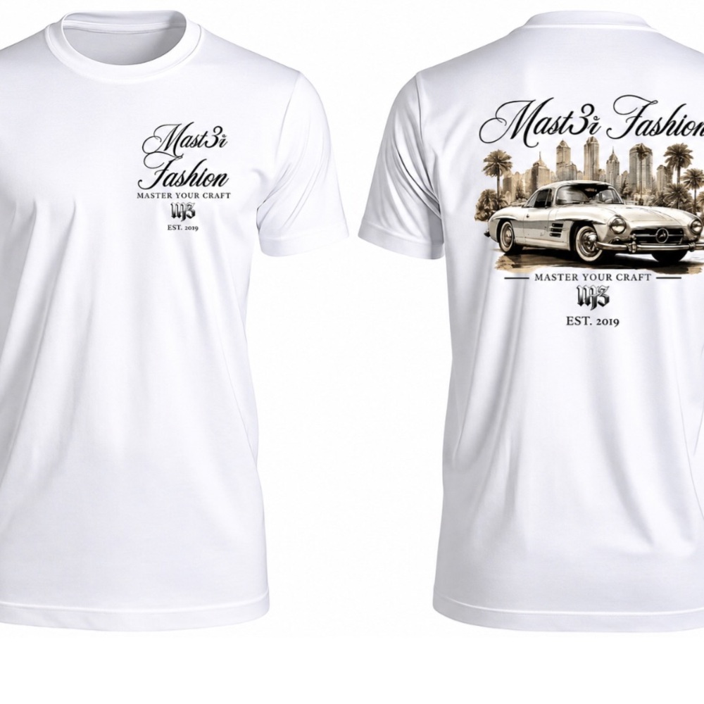 Men's White mast3r fashion Graphic Crewneck T-Shirt